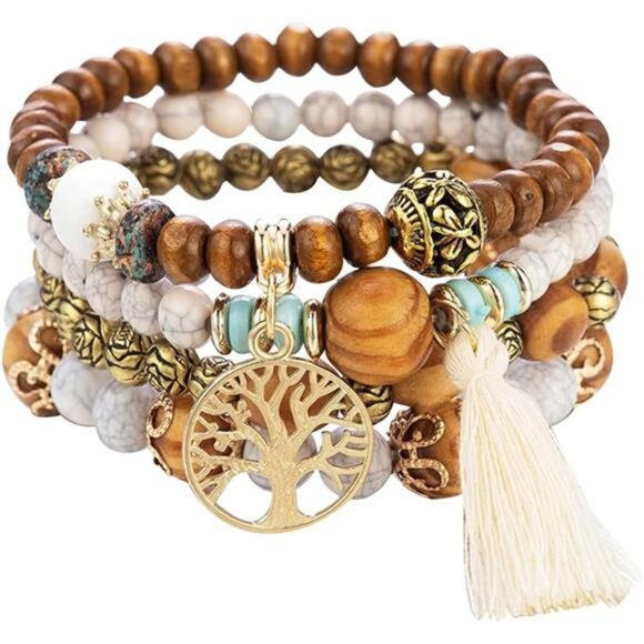 Tree of life boho beaded bracelet set for women multilayer stackable jewelry gif - Picture 1 of 6